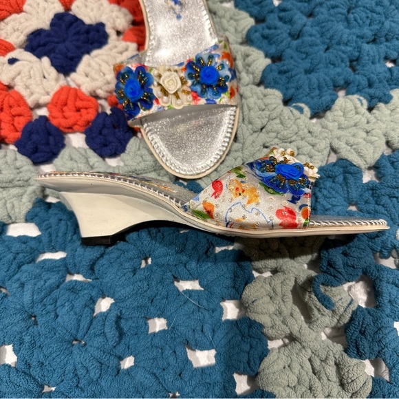 Vintage Y2K Embellished Floral Sandals - Picture 2 of 6